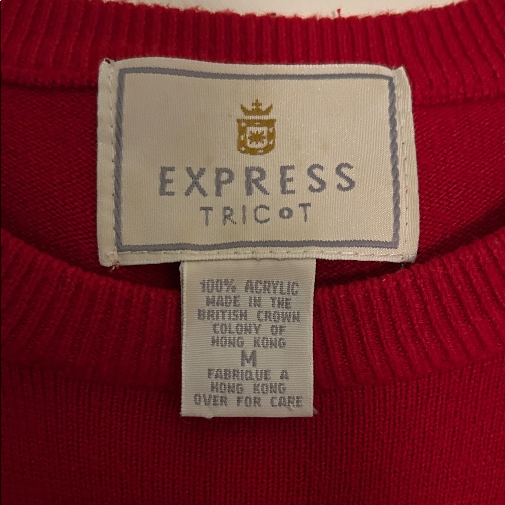 Vintage 90s Express Tricot Classy Festive Red Pullover - Picture 2 of 3